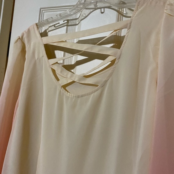 PERCH by Blu Pepper Women’s Midi Dress Peach Cream 35" Criss Cross Back Size 1X - Picture 5 of 10